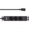 Stand de socket en ligne® 10 ", contact protecteur à 3 voies, connexion C14, sans commutateur