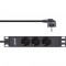 Strip en ligne de socket 10 ", contact de protection à 3 voies, sans commutateur, 2m, noir