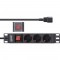Stand de socket en ligne® 10 ", contact protecteur à 3 voies, connexion C14, avec commutateur, 2m noir