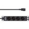 Strip en ligne 10 ", contact de protection à 4 voies, connexion C14, commutateur sans