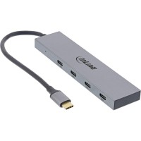 HUB INLINE® USB 3.2 Gen.2, USB Type-C à 4 Port Type-C (1 Port Port jusqu'à 100W), OTG, boîtier en aluminium, gris, sans unité d'