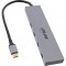 HUB INLINE® USB 3.2 Gen.2, USB Type-C à 4 Port Type-C (1 Port Port jusqu'à 100W), OTG, boîtier en aluminium, gris, sans unité d'