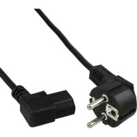 45pcs. Câble d'alimentation Bulk-Pack Inline®, CEE7 / 7 incliné à IEC-C13 gauche angulaire, noir, H05VV-F, 3x0,75 mm², 1m