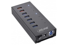 INLINE® USB 3.2 Gen.1 7 Port Hub Aluminium Case avec 2,5A Alimentation noire