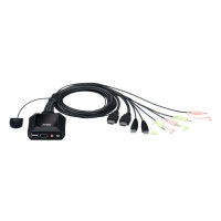 Aten CS22H KVM-Switch 2 port, HDMI 4K, USB, Audio, câbles intégrés