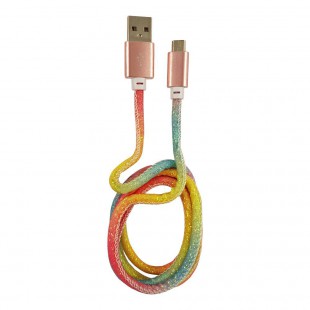 LC-Power LC-C-USB-MICRO-1M-3 USB A à Micro USB Cable, Rainbow Glitter, 1M