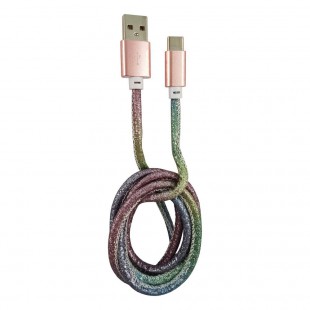 LC-Power LC-C-USB-Type-C-1M-4 USB A TO USB Type-C Cable, Disco Glitter, 1M