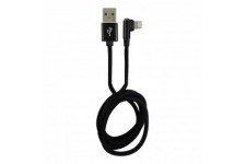 LC-Power LC-C-USB-Lightning-1m-2 (MFI) USB A TO Lightning Cable, noir, incliné, 1M