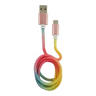 LC-Power LC-C-USB-Type-C-1M-3 USB A TO USB Type-C Cable, Rainbow Glitter, 1M