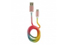 LC-Power LC-C-USB-Type-C-1M-3 USB A TO USB Type-C Cable, Rainbow Glitter, 1M