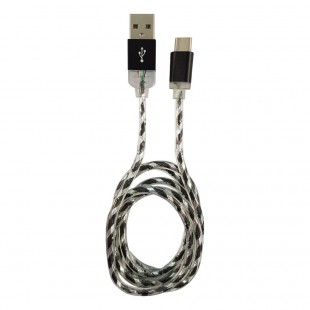 LC-Power LC-C-USB-Type-C-1M-8 USB A TO USB Type-C Cable, noir / argent illuminé, 1M