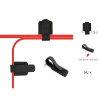 Mur étiqueté-the-cable, LTC Pro 3110, supports de câbles à crochet et à boucle auto-adhésifs, 50 pcs noirs