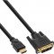 30pcs. Pack en vrac Inline® HDMI-DVI Câble, contacts plaqués or, mâle HDMI à DVI 18 + 1 mâle, 2M
