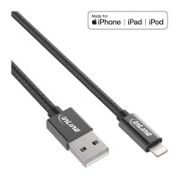 Câble USB Lightning Inline® pour iPad iPhone iPod Black 2M MFI certifié