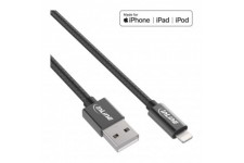 Câble USB Lightning Inline® pour iPad iPhone iPod Black 2M MFI certifié