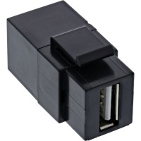 Module Snap-in USB 2.0 Inline®, Logement noir incliné, USB-A F / F, angulaire