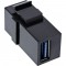 Module Snap-in USB 3.0 Inline®, USB-A F / F, Housing noir