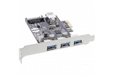 Inline® 3 + 1 port USB 3.0 Contrôleur hôte PCIe avec puissance SATA et support LP