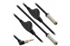 INLINE® Slim Audio Y-Cable 3,5 mm M incliné à 2x F, avec contrôle de volume 0,25 m