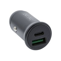 Inline® USB Car Charger Power-Adapter Power Delivery, USB-A + USB Type-C, Gray