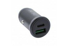 Inline® USB Car Charger Power-Adapter Power Delivery, USB-A + USB Type-C, Gray