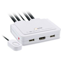 Interrupteur KVM INLINE®, 2 ports, USB-C + HDMI à HDMI, 4K, avec audio, câble intégré
