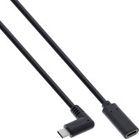 Câble USB 3,2 Inline®, mâle de type C incliné à femelle, noir, 0,5 m