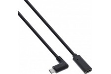 Câble USB 3,2 Inline®, mâle de type C incliné à femelle, noir, 0,5 m