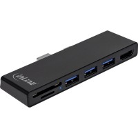 Inline® MultiHub, Surface Pro 4/5/6, 3-Port USB 3.2 Type-A Femme, HDMI 4K, Cardreader, Black