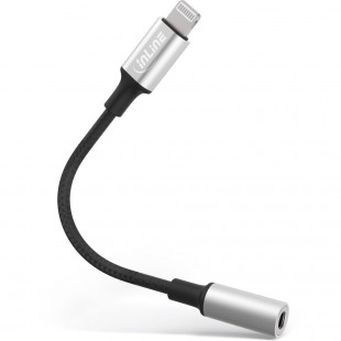 Câble adaptateur audio INLINE® Lightning, pour iPad, iPhone, iPod, argent / noir, 0,1 m de certification MFI