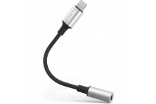 Câble adaptateur audio INLINE® Lightning, pour iPad, iPhone, iPod, argent / noir, 0,1 m de certification MFI