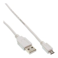 Inline® Micro USB 2.0 Cable USB-A Plug to Micro-B Plug White 1.8M