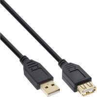 Câble d'extension USB 2.0 INLINE® Type d'un mâle à une femelle noire d'or 1,5 m