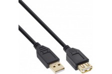 Câble d'extension USB 2.0 INLINE® Type d'un mâle à une femelle noire d'or 1,5 m