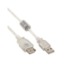 Câble d'extension USB 2.0 Inline® Type transparent un mâle à femelle avec un étranglement de ferrite 1,8 m