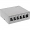 Boîte de point de consolidation de bureau Inline® 6x Keystone RJ45, métal, gris clair Ral7035