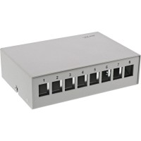 Boîte de point de consolidation de bureau Inline® 8x Keystone RJ45, métal, gris clair Ral7035