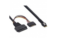 Câble INLINE® Slim SAS, SFF-8654 à U.2 SFF-8639 + SATA Power, 24 Go / s, 0,5 m