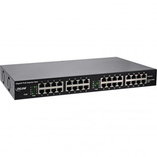 INLINE® POE + Gigabit Network Injecteur Hub 16 Port (16x Poe +), 1gbit / s, 19 "(supports inclus), métal, 2 ventilateurs