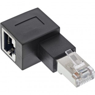 Adaptateur de cordon de patch Inline® Cat.6A, bouchon / douille RJ45, incliné à 90 ° à gauche