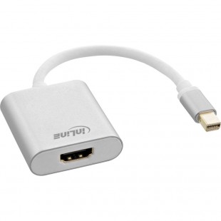 Inline® Mini DisplayPort HDMI adaptateur en aluminium avec audio, 4k / 60Hz, blanc, 0,15 m