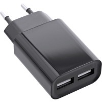 Duo d'adaptateur de puissance USB Inline®, 2 port 100-240VAC à 5V / 2.1a noir