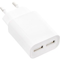 Duo d'adaptateur Power Inline® USB, 2 ports 100-240VAC à 5V / 2.1A blanc