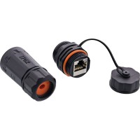 Connecteur de câble de patch Inline® Set Cat.6A, IP68 imperméable, connecteur pour les applications industrielles, avec bouchon 