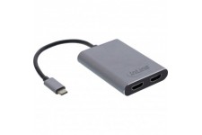 Convertisseur à double affichage USB INLINE®, socket HDMI USB Type-C en 2x (mode DP ALT), 4K, noir, 0,1 m