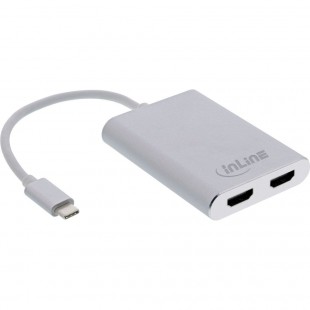 Convertisseur Dual Dual Affichage Inline®, USB Type-C en prise HDMI 2x (mode DP ALT), 4K, blanc, 0,1 m