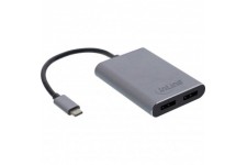 Convertisseur Dual Dual Dual INLINE®, USB Type-C à 2x DisplayPort Socket (mode DP ALT), 4K, noir, 0,1 m