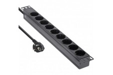 Stand de socket Inline® 19 ", contact protecteur à 9 voies, sans commutateur, 2m, noir