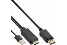 Câble convertisseur HDMI à Displayport Inline®, 4K, noir / or, 1M