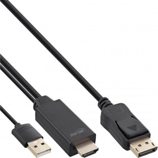 Câble convertisseur HDMI à Displayport Inline® à DisplayPort, 4K, noir / or, 5m